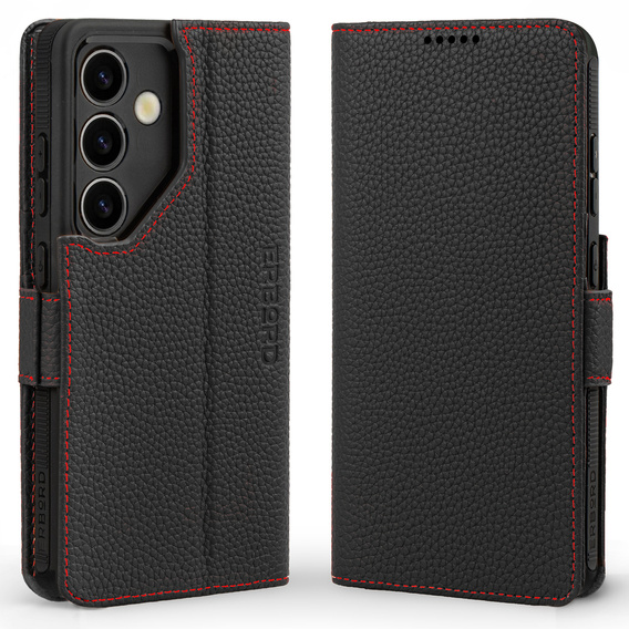 Kožené pouzdro pro Samsung Galaxy S24, ERBORD LeatherWallet, černé