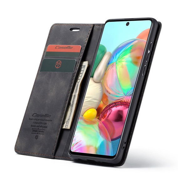 Pouzdro CASEME pro Samsung Galaxy A71, Leather Wallet Case, černé