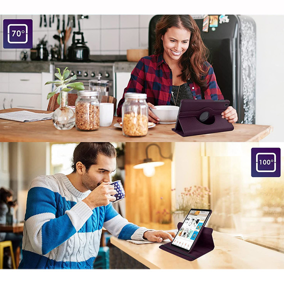 Pouzdro pro Samsung Galaxy Tab A7 Lite 8.7 T220 / T225 TB330FU 10.95", otočné o 360°, fialové