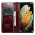 CASEME flipové pouzdro pro Samsung Galaxy S21 Ultra 5G, Waxy Textured, červené