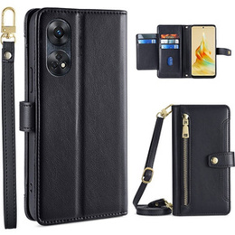 Klopové pouzdro pro Oppo Reno8 T 4G, Wallet Zipper Pocket, černé