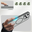 Pouzdro ERBORD MagSafe pro iPhone 16 Pro, Matte Case, aktivní tlačítko, matná / titanově šedá