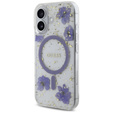 Pouzdro GUESS HC MagSafe Resin Flowers and Glitter pro iPhone 16