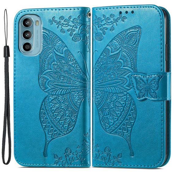 Klopové pouzdro pro Motorola Moto G52 / G82 5G, Butterfly, modré