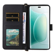 Flipové pouzdro pro Honor 400 5G, Crossbody Leather Wallet, černé