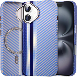 Pouzdro pro iPhone 16, Carbon Fiber MagSafe, modré