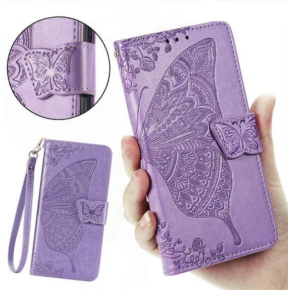 Klopové pouzdro pro Realme 14X / Realme C75, Butterfly, fialové