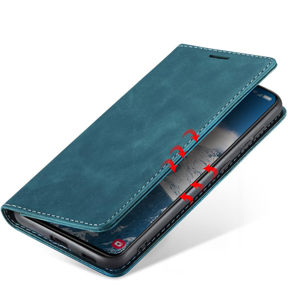Pouzdro pro Samsung Galaxy A55, ERBORD Vintage peněženka s klopou, modré + sklo na displej