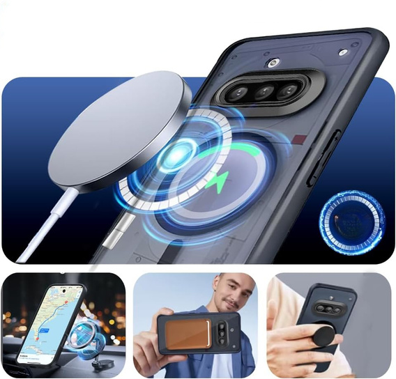Pouzdro pro Nothing Phone 3A, pro MagSafe, ERBORD Matt Case, černý
