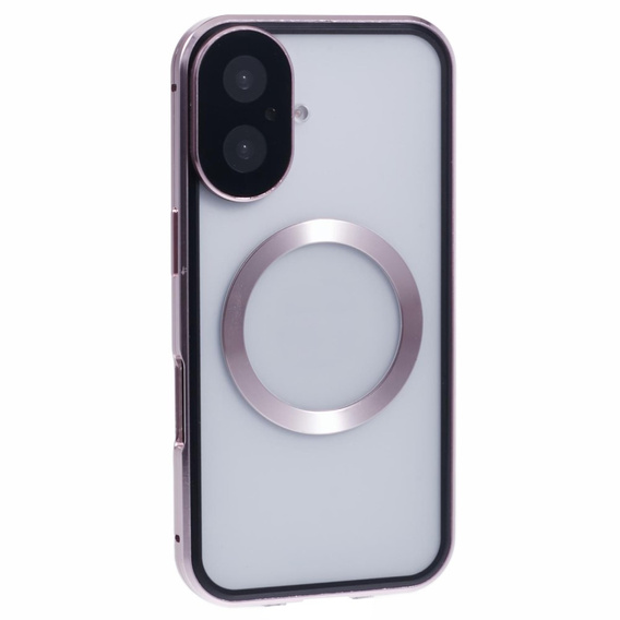 Magnetické pouzdro Dual Glass MagSafe pro iPhone 16, růžové rose gold