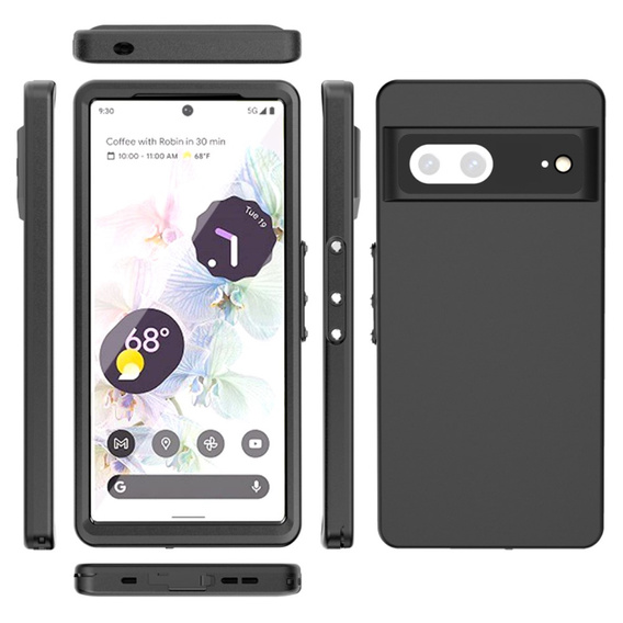 Vodotěsné pouzdro IP68 pro Google Pixel 7, Redpepper, černé