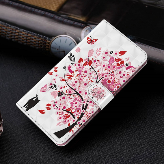 Klopové pouzdro pro Oppo A17, Wallet Light Spots Decor, tree, bílé