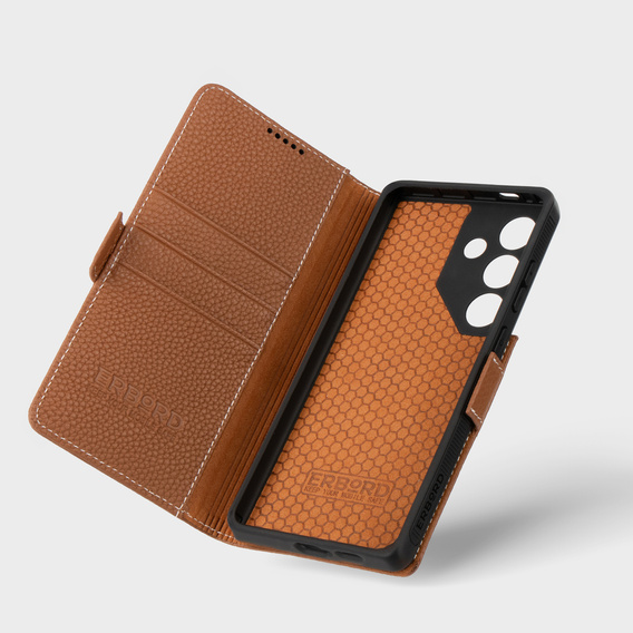Kožené pouzdro pro Samsung Galaxy S24, ERBORD LeatherWallet, hnědé