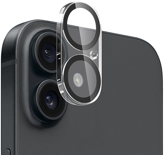 Tvrzené sklo na fotoaparát pro iPhone 16 / 16 Plus, černé