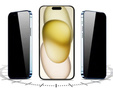 2x Tvrzené sklo pro iPhone 15, ERBORD 9H Easy App Anti-Peep