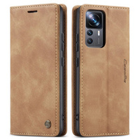 Pouzdro CASEME pro Xiaomi 12T / 12T Pro, Leather Wallet Case, hnědé