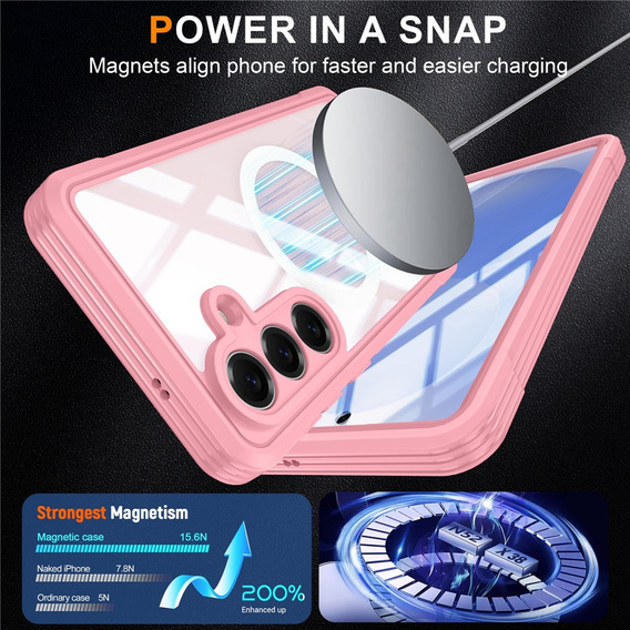 Pouzdro Shockproof se sklem, pro MagSafe pro Samsung Galaxy S26 Plus, růžové