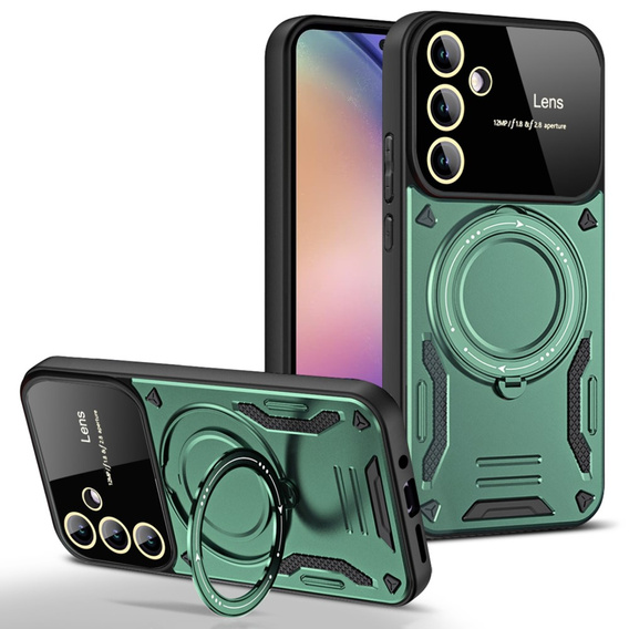 Obrněné pouzdro pro Samsung Galaxy A55 5G, Magnetic Ring, zelené