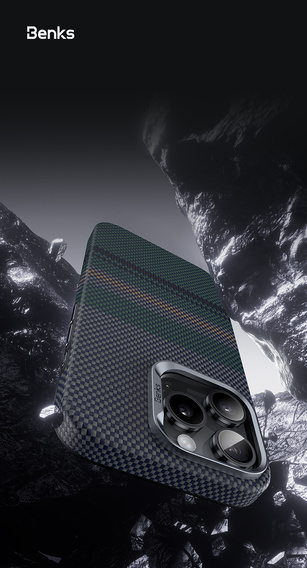 Pouzdro BENKS Kevlar Magnetic Armor Pro Aurora 600D B062 pro MagSafe pro iPhone 15 Pro Max