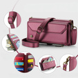Pouzdro CASEME pro Samsung Galaxy S24 FE, RFID Leather Wallet, s popruhem přes rameno, červené