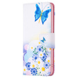 Klopové pouzdro pro Samsung Galaxy M34, Wallet, butterfly & flowers, bílé