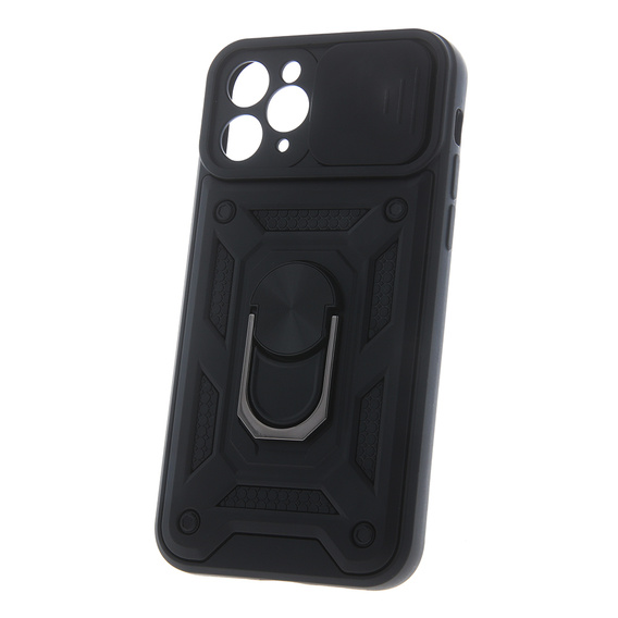 Pancéřové pouzdro pro Iphone 15 Pro Max, pancéřový kroužek Slide Ring, černé + 9H sklo