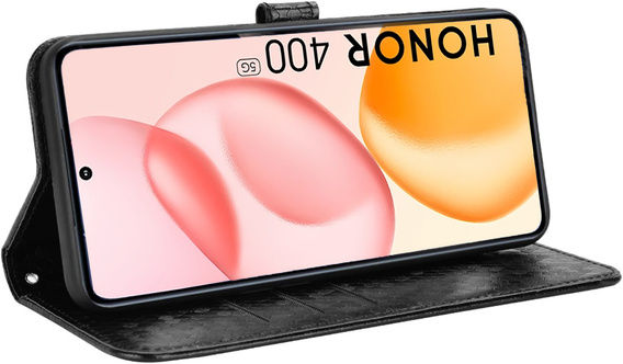 Flipové pouzdro pro Honor 400 Pro 5G, Wallet Rhombus, černé