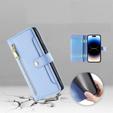 Klopové pouzdro pro iPhone 14 Pro, Wallet Zipper Pocket, modré