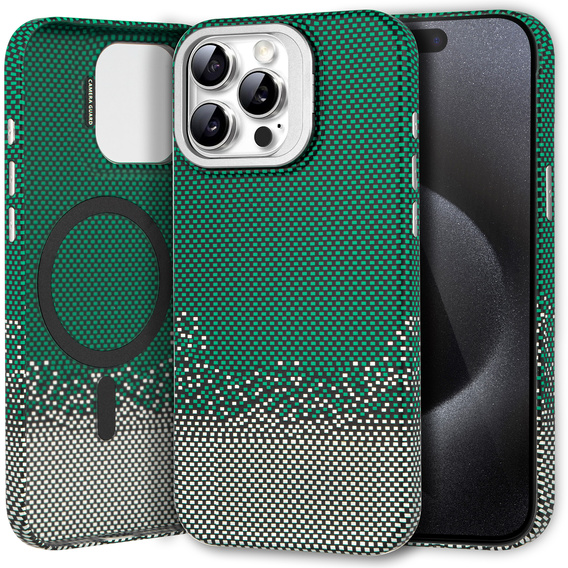 Pouzdro iPhone 15 Pro Max, Frame Kickstand, pro MagSafe, Sand Green