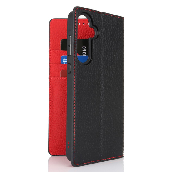 Klopové pouzdro pro Samsung Galaxy S24 FE, Litchi Skin Grain, černé