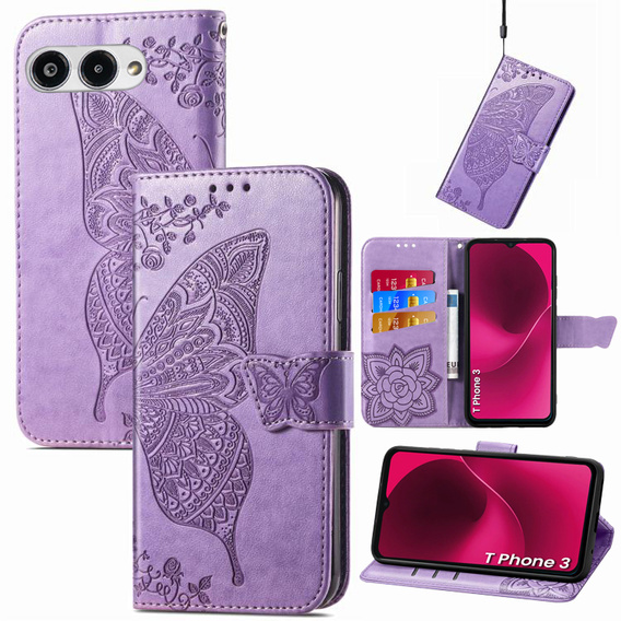 Klopové pouzdro pro T Phone 3 5G, Butterfly, fialové