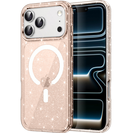 Pouzdro pro iPhone 17 Pro, pro MagSafe, lesklé, transparentní zlaté