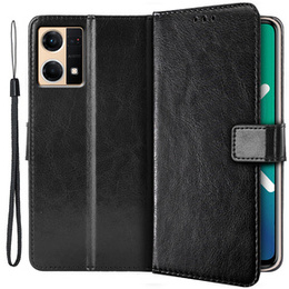 Klopové pouzdro pro Oppo Reno7 4G, Crazy Horse Wallet, černé