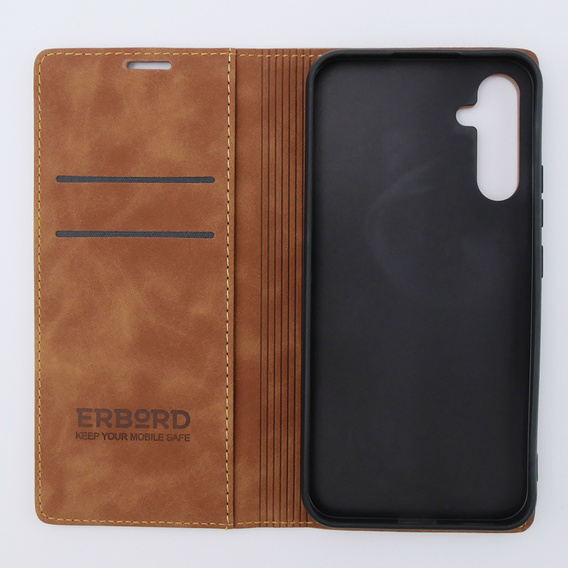 Pouzdro pro Samsung Galaxy A34 5G, ERBORD Vintage peněženka s klopou, hnědé