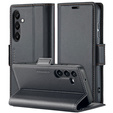Pouzdro pro Samsung Galaxy A55, ERBORD Glossy Litchi, flipová peněženka, černé