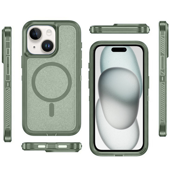Pouzdro s rámečkem pro iPhone 15, pro MagSafe, zelené
