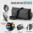 Pouzdro CASEME pro Samsung Galaxy S25 FE, RFID Leather Wallet, s popruhem přes rameno, černé