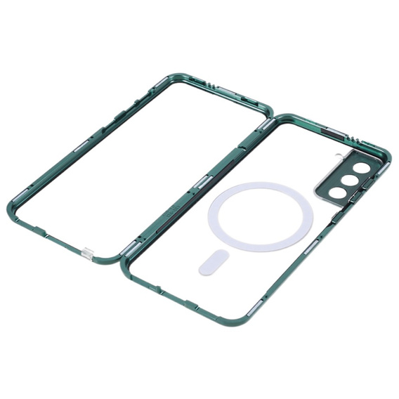 Magnetické pouzdro Dual Glass MagSafe pro Samsung Galaxy S21+ Plus, zelené