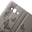 Klopové pouzdro pro Samsung Galaxy J3 2016, Butterfly, šedé
