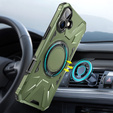 Pouzdro pro iPhone 16 Plus, pancéřované se stojánkem a deskou na rukojeť, zelené