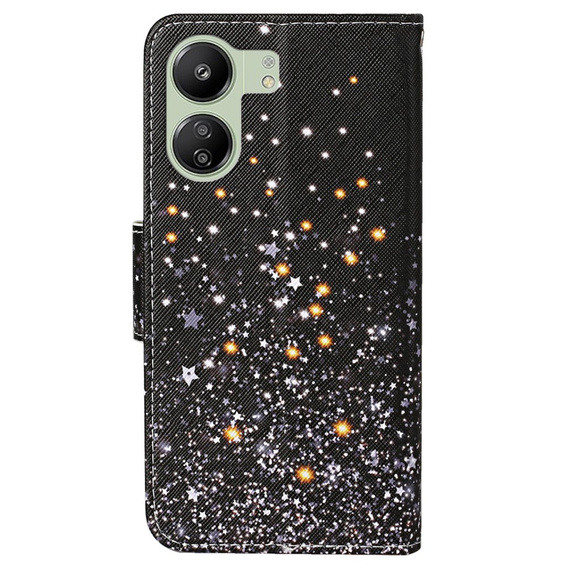 Klopové pouzdro pro Xiaomi Redmi 13C / Poco C65, Wallet, Stars, černé