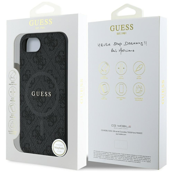 Pouzdro GUESS pro iPhone 16E, 4G Ring Classic Logo, černé