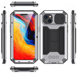 Pouzdro pro iPhone 14 Plus, R-JUST CamShield Slide, pancéřované, stříbrné / černé