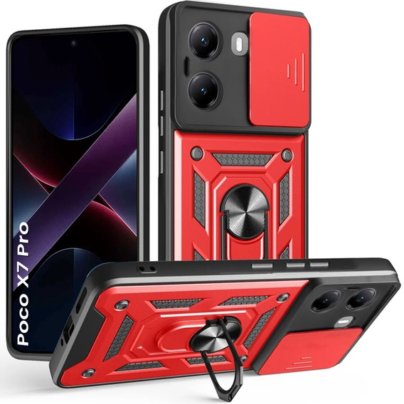 Pouzdro pro Xiaomi Poco X7 Pro 5G, CamShield Slide, červené