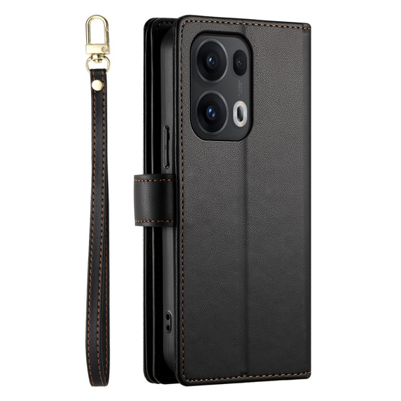Klopové pouzdro pro Oppo Reno 13 Pro 5G, Wallet Zipper Pocket, černé
