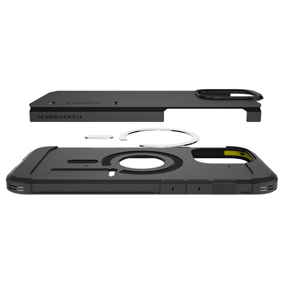 Pouzdro Spigen pro iPhone 16 Pro, Tough Armor Mag MagSafe, černé + 9H tvrzené sklo
