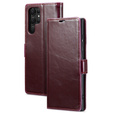 Klopové pouzdro pro Samsung Galaxy S23 Ultra, ERBORD Waxy Wallet, červené