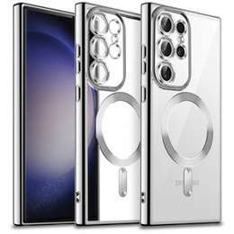 Pouzdro pro Samsung Galaxy S23 Ultra, MagSafe Hybrid, stříbrné