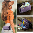 Pouzdro CASEME pro Samsung Galaxy A56 5G, RFID Leather Wallet, s popruhem přes rameno, fialové