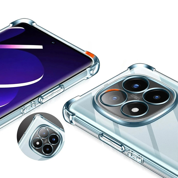Pouzdro pro Xiaomi Redmi Note 14 Pro+ 5G, Erbord Dropproof, průhledné + sklo